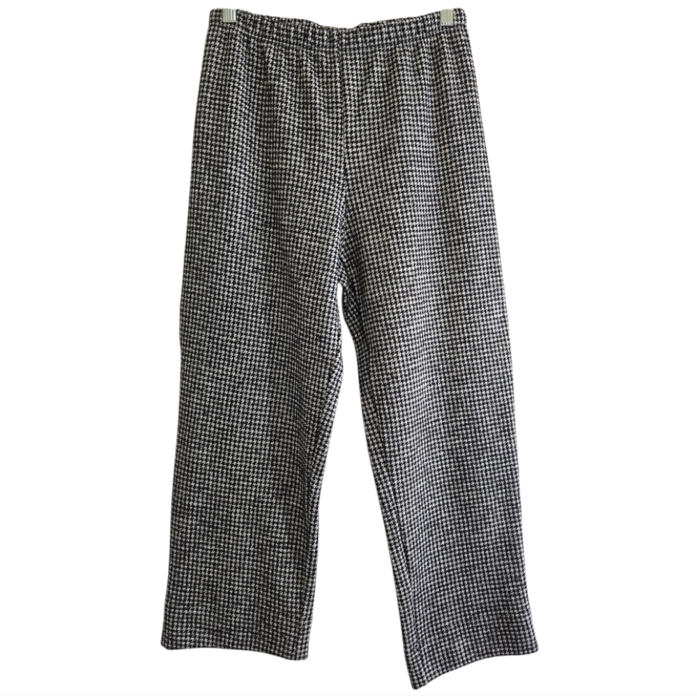 NWT Bryn Walker Houndstooth Wool Blend Cropped Pants Small Pull-on Elastic Waist - Picture 2 of 9